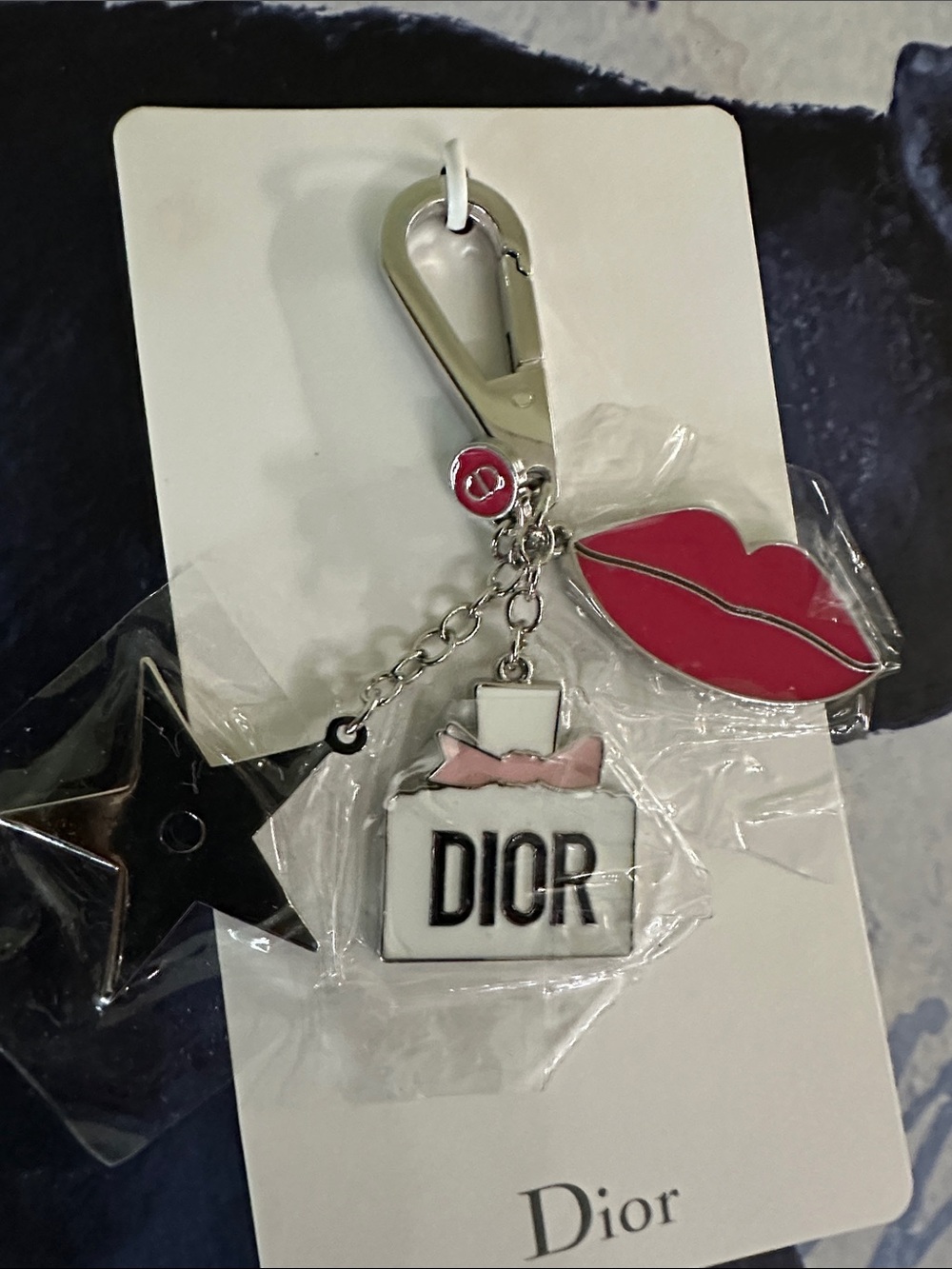Dior Red Lip Charm Key & Card Holder with nine of spade card - Picture 6 of 9
